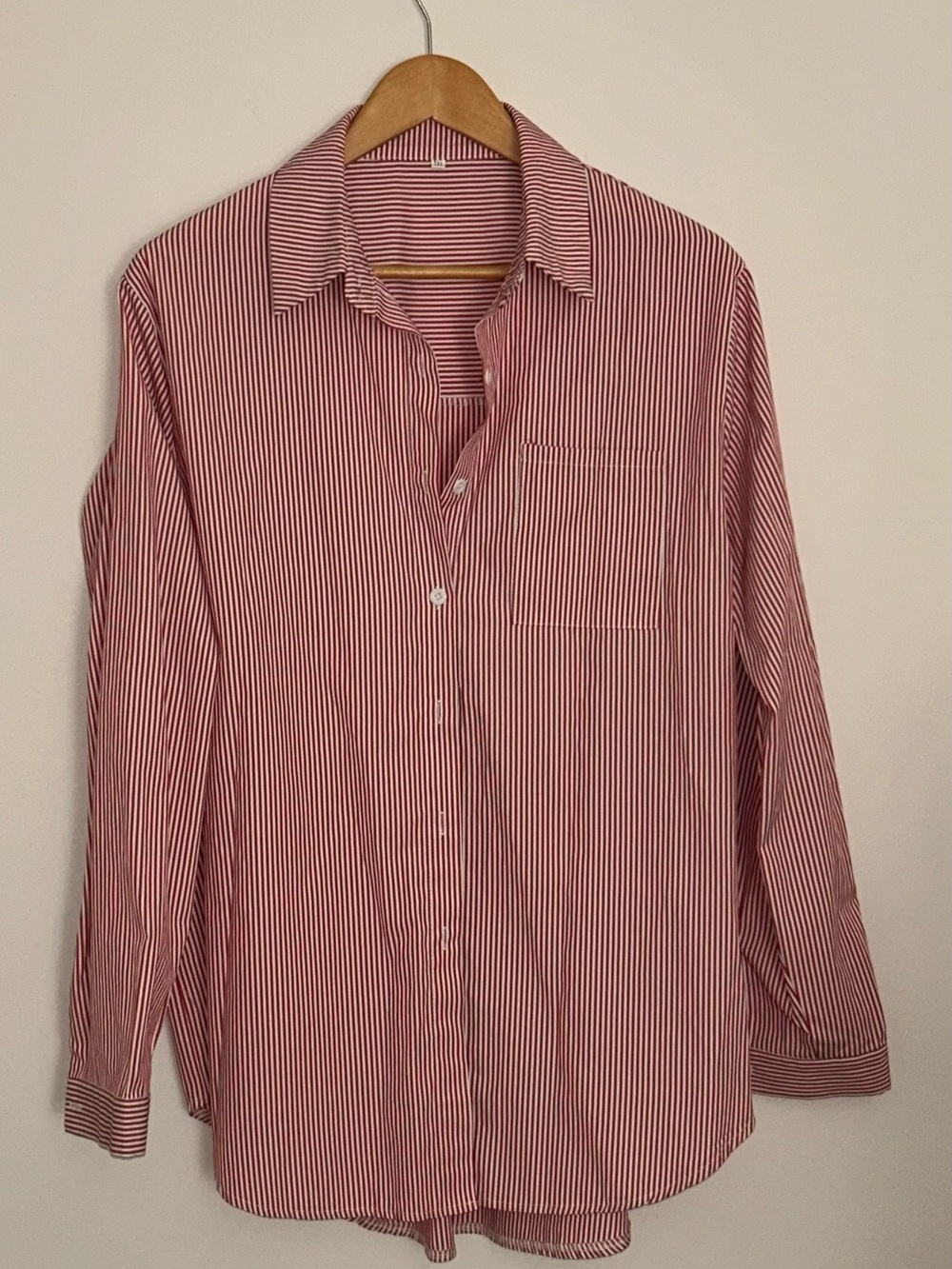 Women's Red Striped Button-Down Shirt